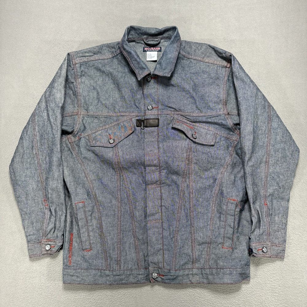 Vintage MoJeans Denim‎ Jacket Maurice Malone XL Gray Distressed Trucker Hip Hop